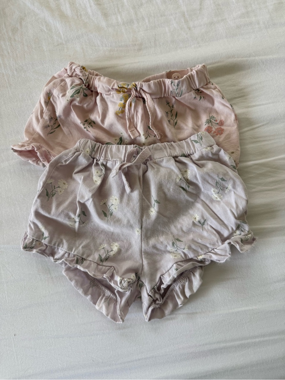 H&M Girls High-Waist Floral Shorts - Pink & Lavender